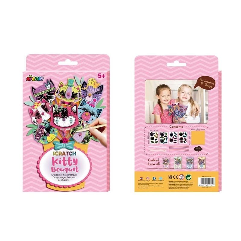 AVENIR Skrāpējamo attēlu komplekts: Kitty pušķis